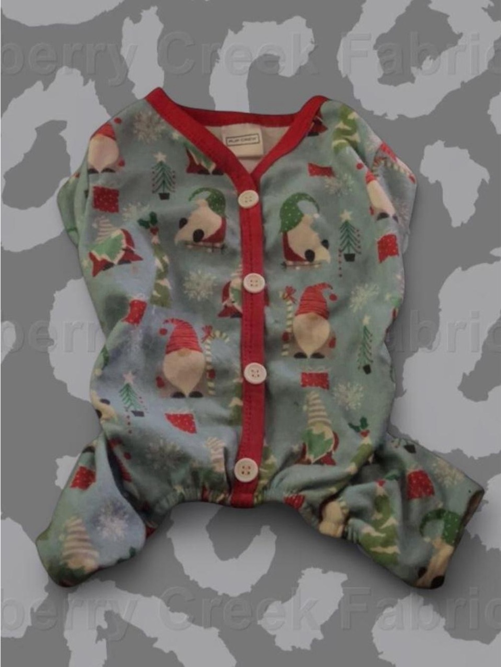Festive Gnome Dog Pajamas with Red Trim